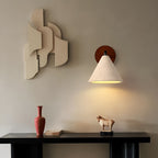 Modern Travertine and Walnut Wall Light With Warm LED Glow — Greenwich Home & Living
