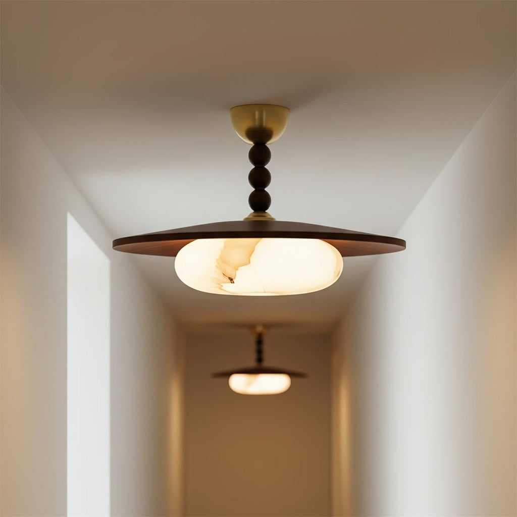 Contemporary Ash Wood Semi-Flush Mount Ceiling Light With Tri-Color Light — Greenwich Home & Living