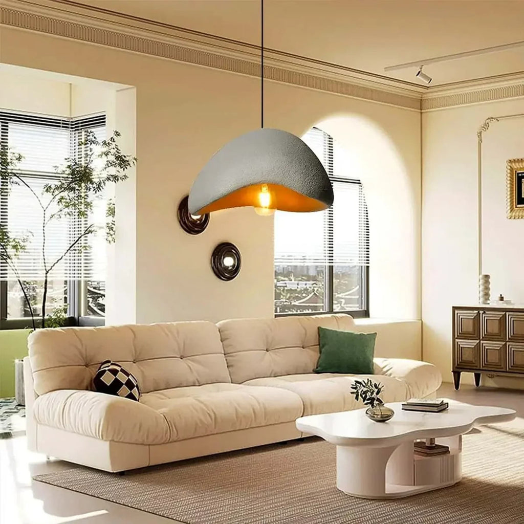 Minimalist Resin Pendant Light With Selectable Light Colors for Living Room — Greenwich Home & Living