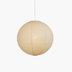 Minimalist Round Lantern Pendant Light With Warm Bulb Included for Living Room in White Shade & White Wires — Greenwich Home & Living