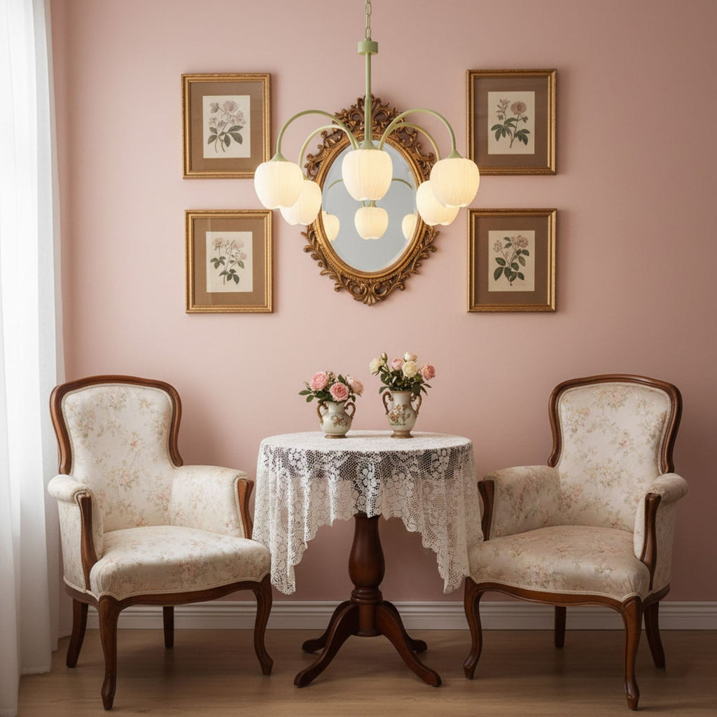 Retro Metal and Glass Chandelier With Selectable Color Light for Living and Dining Rooms — Greenwich Home & Living