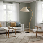 Scandinavian Wood Floor Lamp With Fabric Shade for Living Room — Greenwich Home & Living