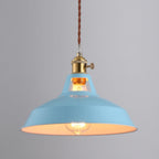 Industrial Metal Pendant Light With Warm Glow for Kitchen and Dining Room in Blue — Greenwich Home & Living