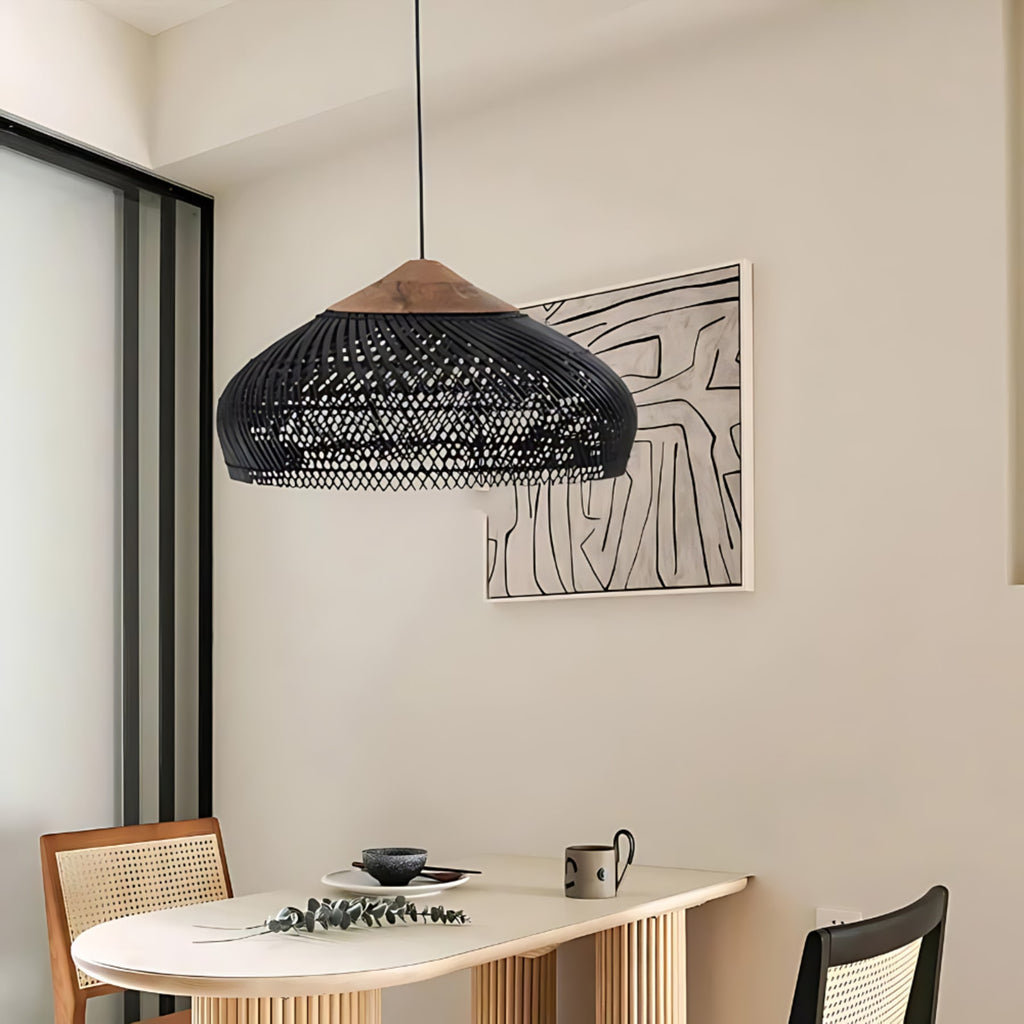Bohemian Rattan Woven Pendant Light With Warm Glow for Dining Room — Greenwich Home & Living