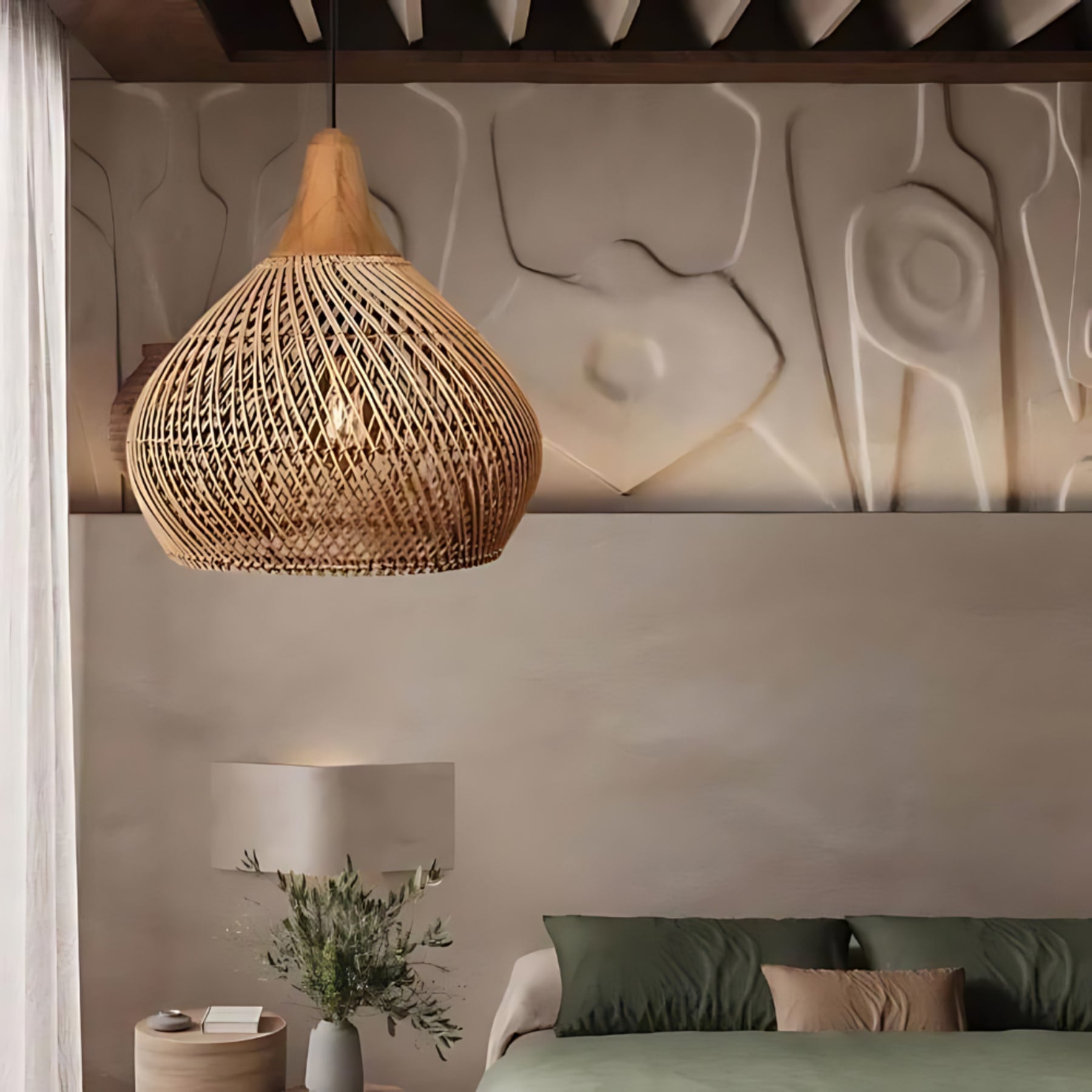 Woven Rattan Bohemian Pendant Light for Living and Dining Rooms — Greenwich Home & Living