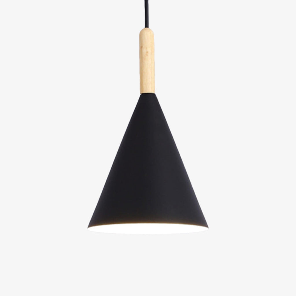 Scandinavian Wood And Aluminum Pendant Light With Three-Color Light For Dining Room in Black — Greenwich Home & Living