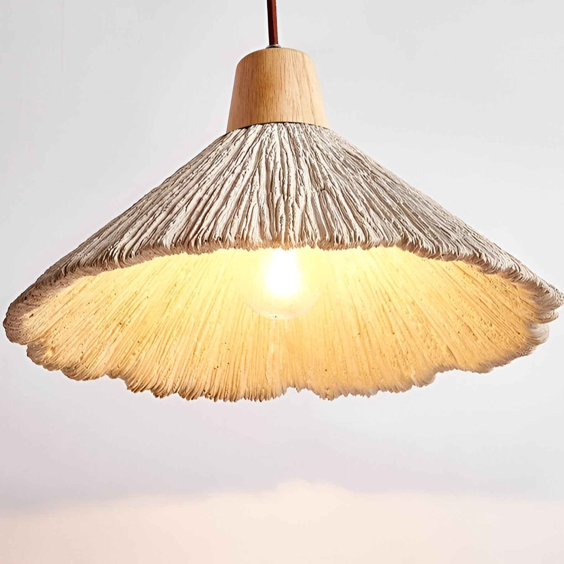 Rustic Wood and Concrete-Look Pendant Light With Warm White Glow for Dining Room — Greenwich Home & Living