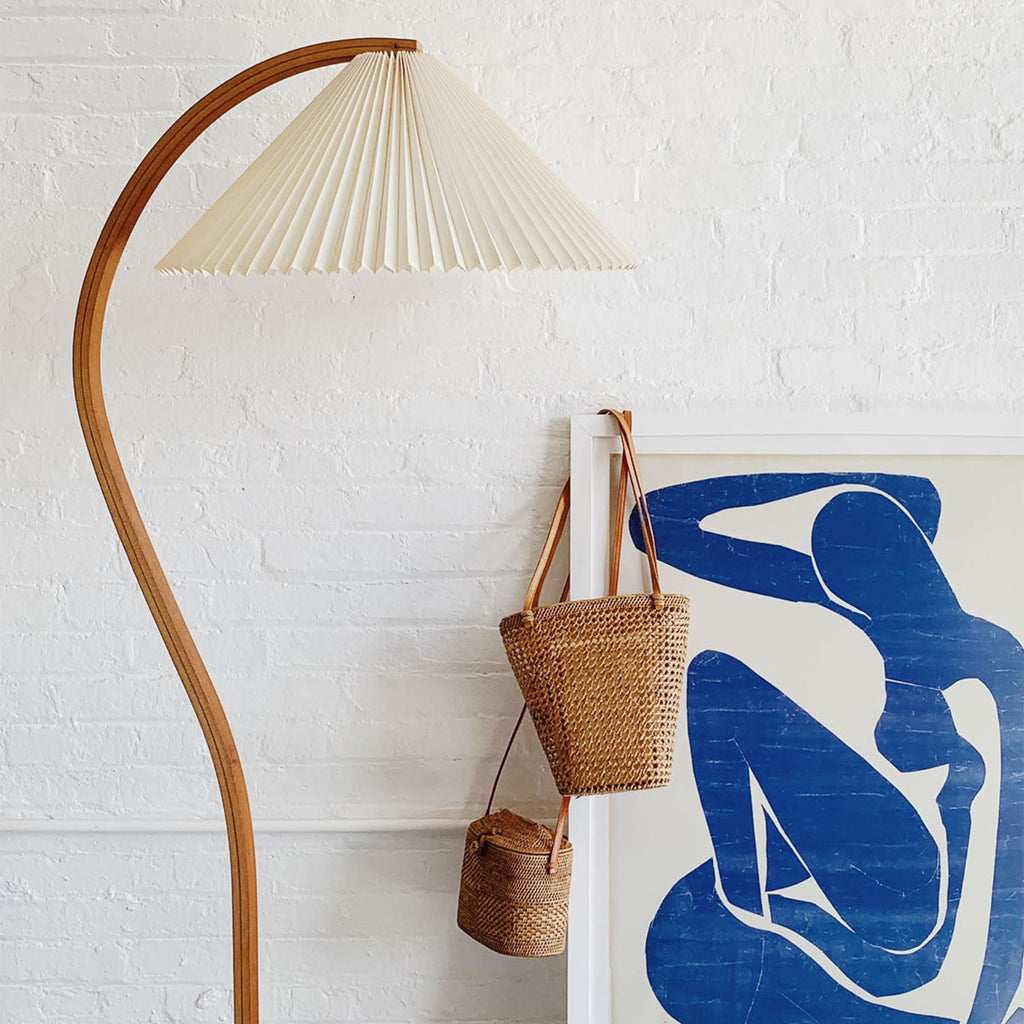 Scandinavian Wood Floor Lamp With Fabric Shade for Living Room — Greenwich Home & Living