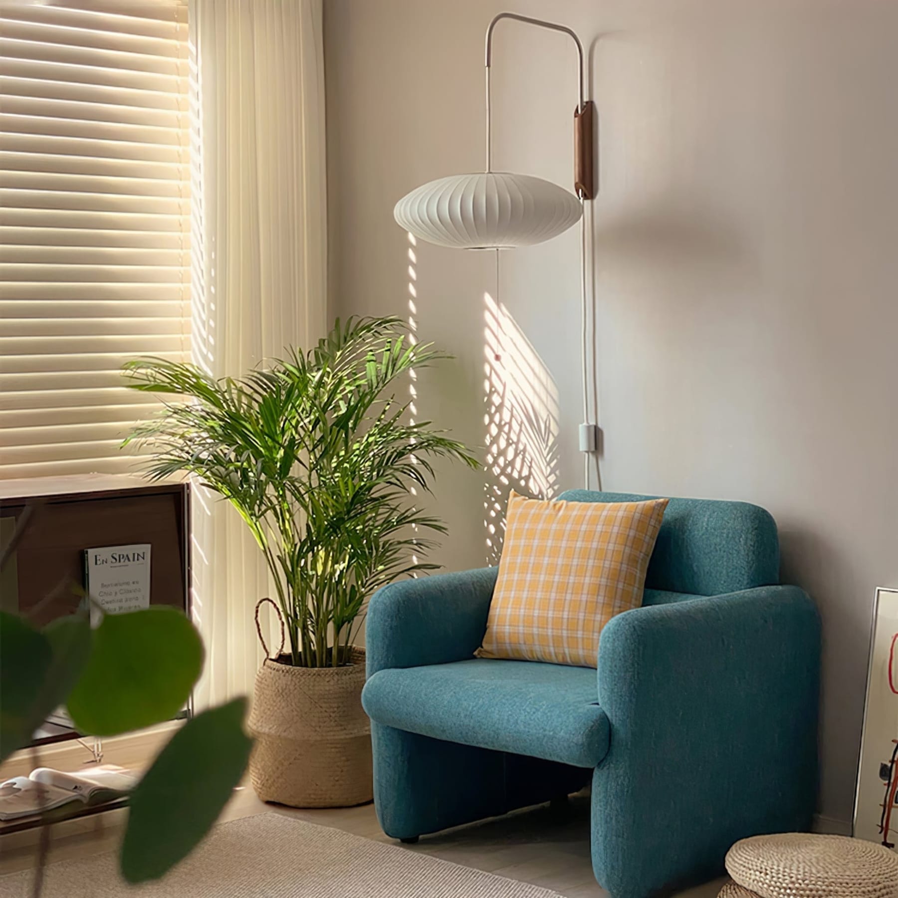 Modern Silk and Walnut Wood Wall Light for Bedroom and Living Room — Greenwich Home & Living
