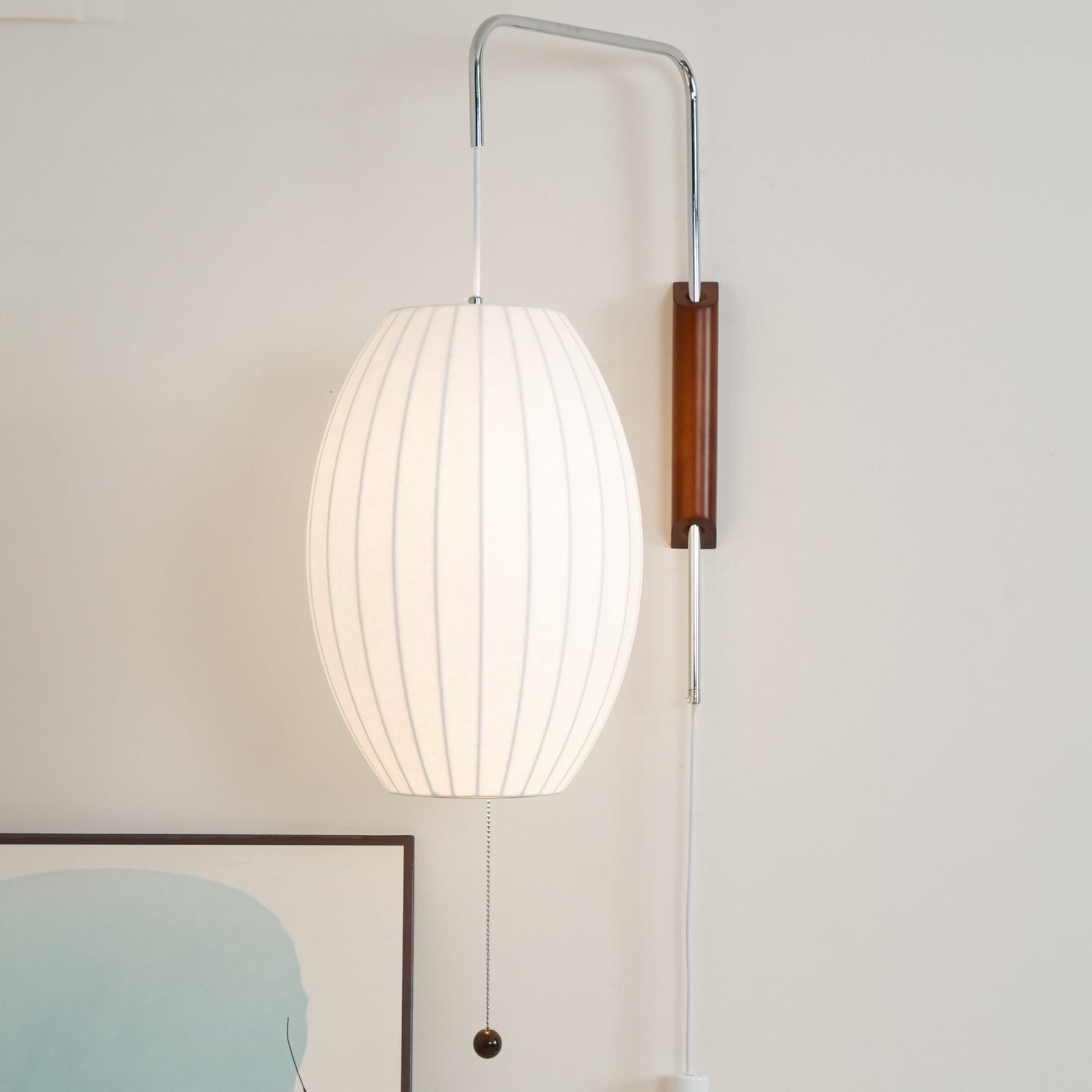 Modern Silk and Walnut Wood Wall Light for Bedroom and Living Room — Greenwich Home & Living