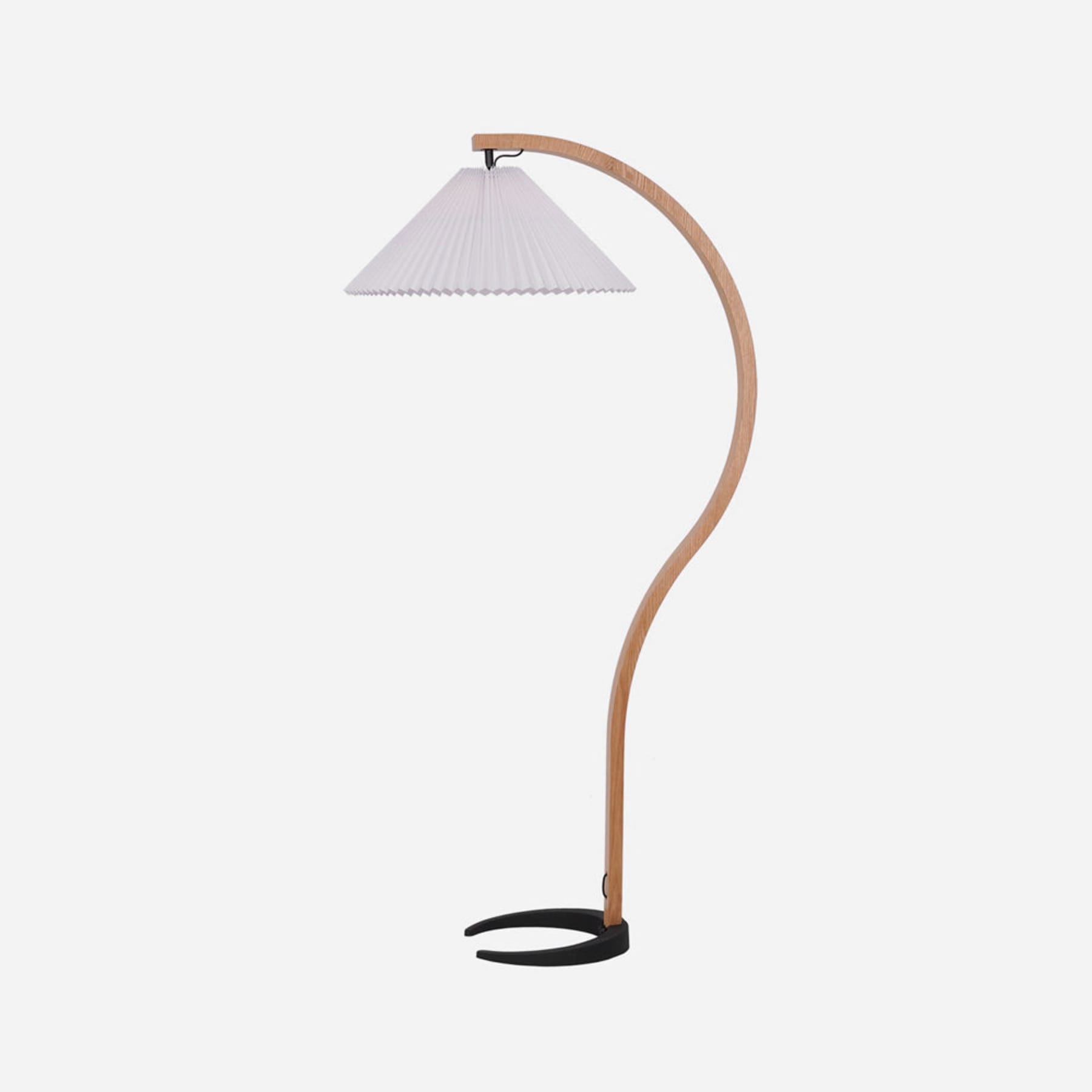 Scandinavian Wood Floor Lamp With Fabric Shade for Living Room in White — Greenwich Home & Living