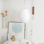Modern Silk and Walnut Wood Wall Light for Bedroom and Living Room — Greenwich Home & Living