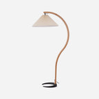 Scandinavian Wood Floor Lamp With Fabric Shade for Living Room in Khaki — Greenwich Home & Living