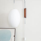 Modern Silk and Walnut Wood Wall Light for Bedroom and Living Room — Greenwich Home & Living