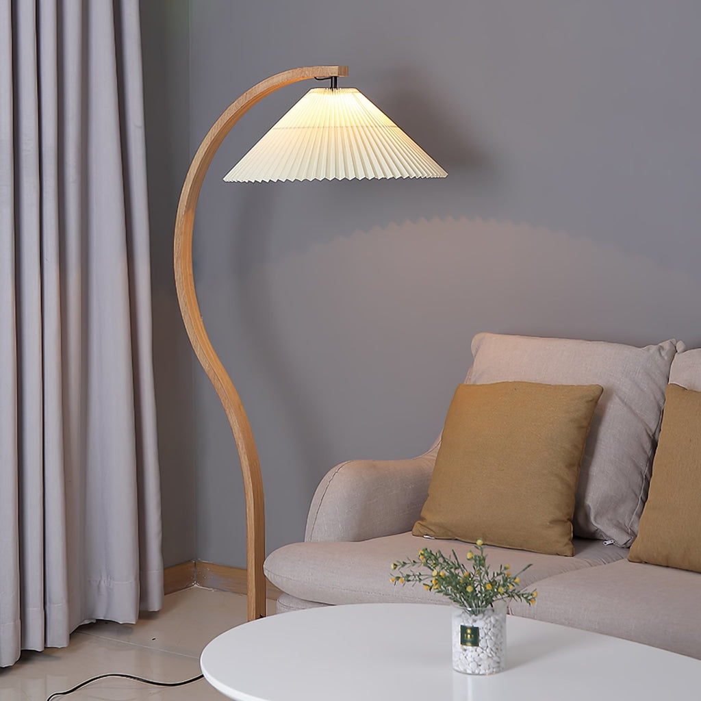 Scandinavian Wood Floor Lamp With Fabric Shade for Living Room — Greenwich Home & Living