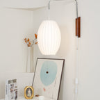 Modern Silk and Walnut Wood Wall Light for Bedroom and Living Room — Greenwich Home & Living