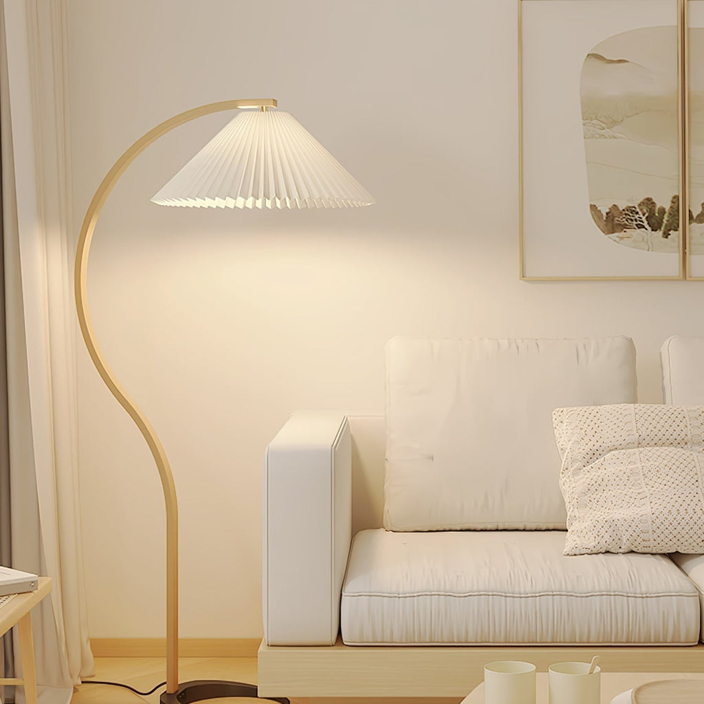 Scandinavian Wood Floor Lamp With Fabric Shade for Living Room — Greenwich Home & Living