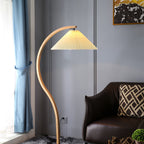 Scandinavian Wood Floor Lamp With Fabric Shade for Living Room — Greenwich Home & Living