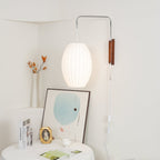 Modern Silk and Walnut Wood Wall Light for Bedroom and Living Room — Greenwich Home & Living