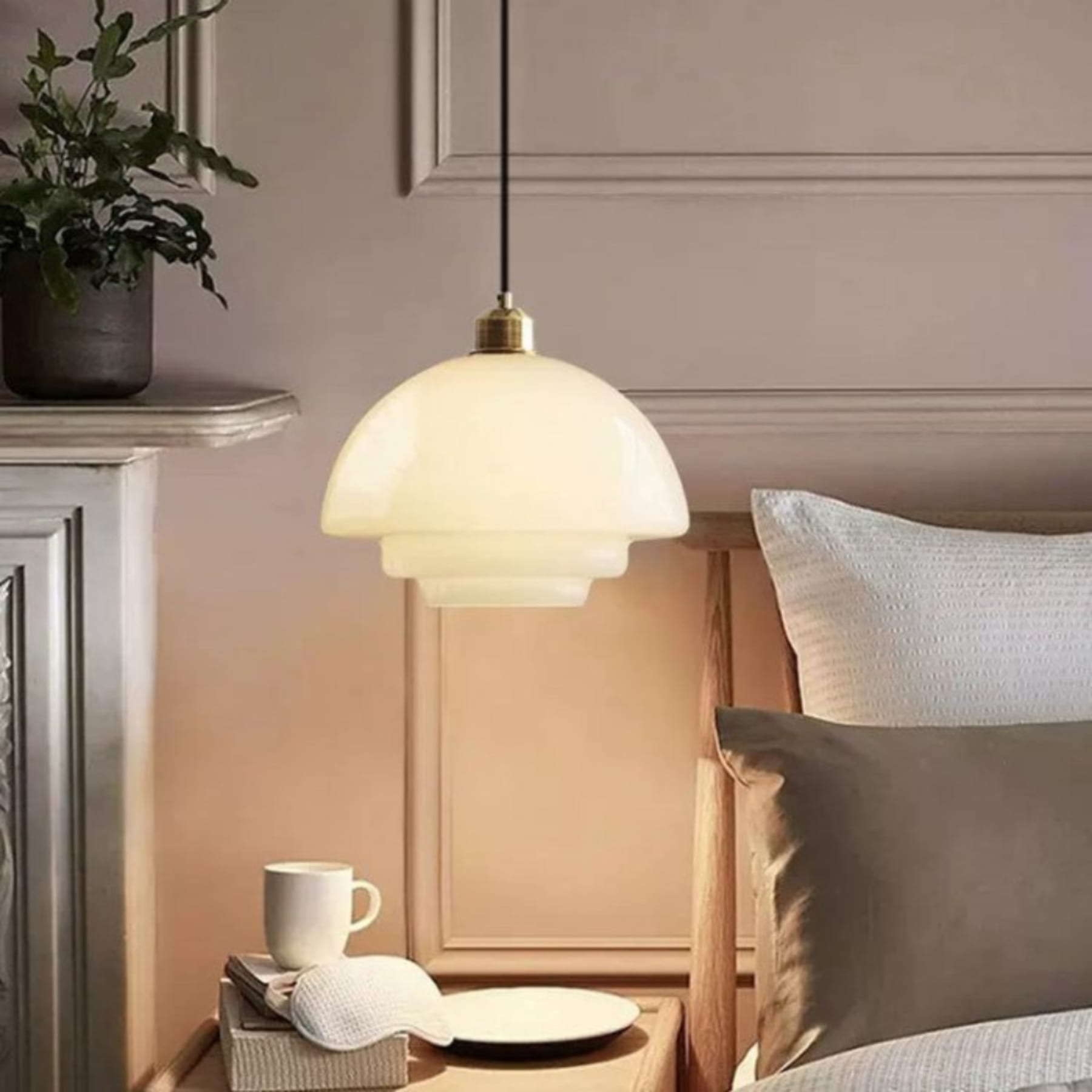 Retro Glass Pendant Light With Warm White Bulb Included for Dining Room — Greenwich Home & Living