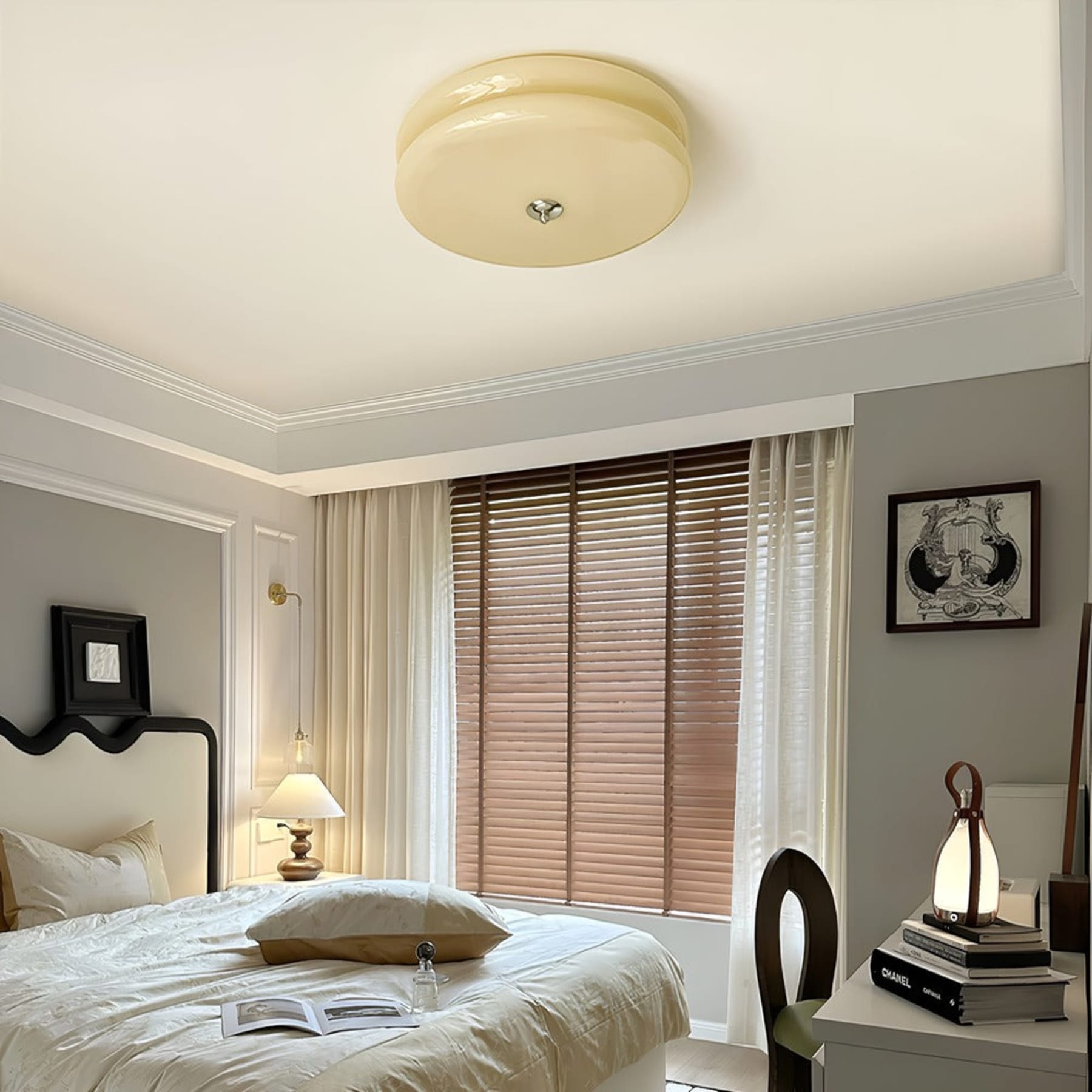 Retro Glass Flush Mount Ceiling Light With Adjustable Color Temperature — Greenwich Home & Living