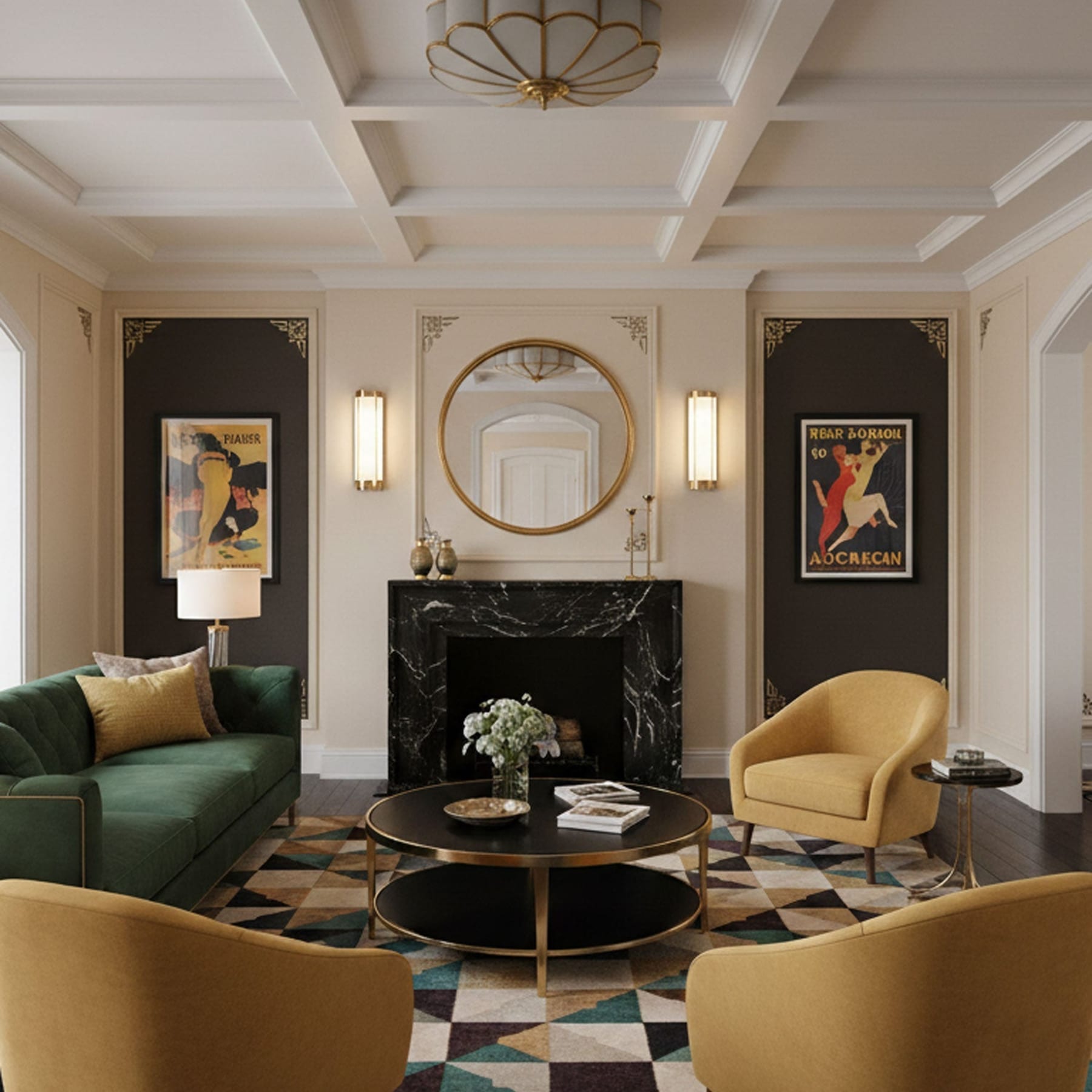 Traditional Brass and Glass Flush Mount Ceiling Light for Living Room — Greenwich Home & Living