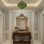 Retro Wrought Iron and Glass Semi-Flush Ceiling Light With Tri-Color Light — Greenwich Home & Living