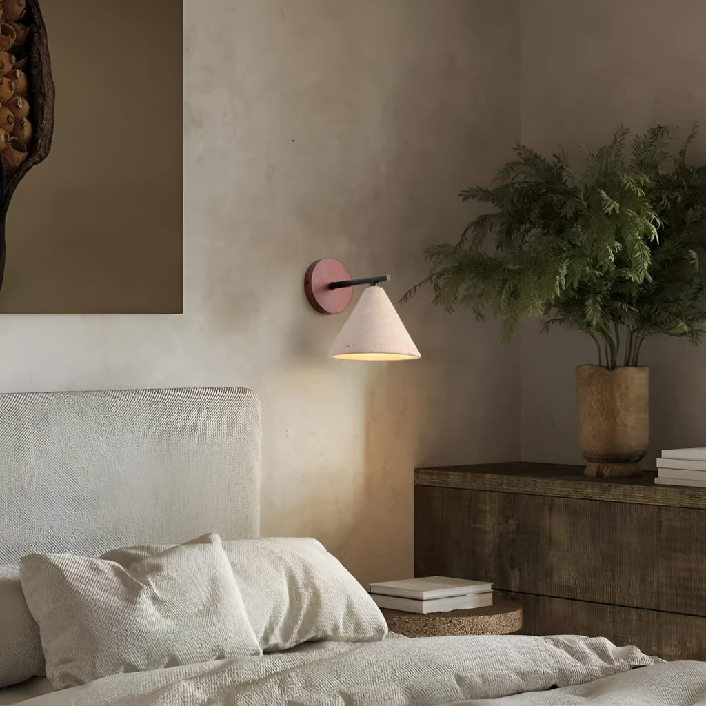 Modern Travertine and Walnut Wall Light With Warm LED Glow — Greenwich Home & Living