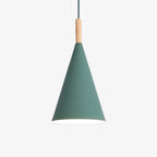 Scandinavian Wood And Aluminum Pendant Light With Three-Color Light For Dining Room in Green — Greenwich Home & Living