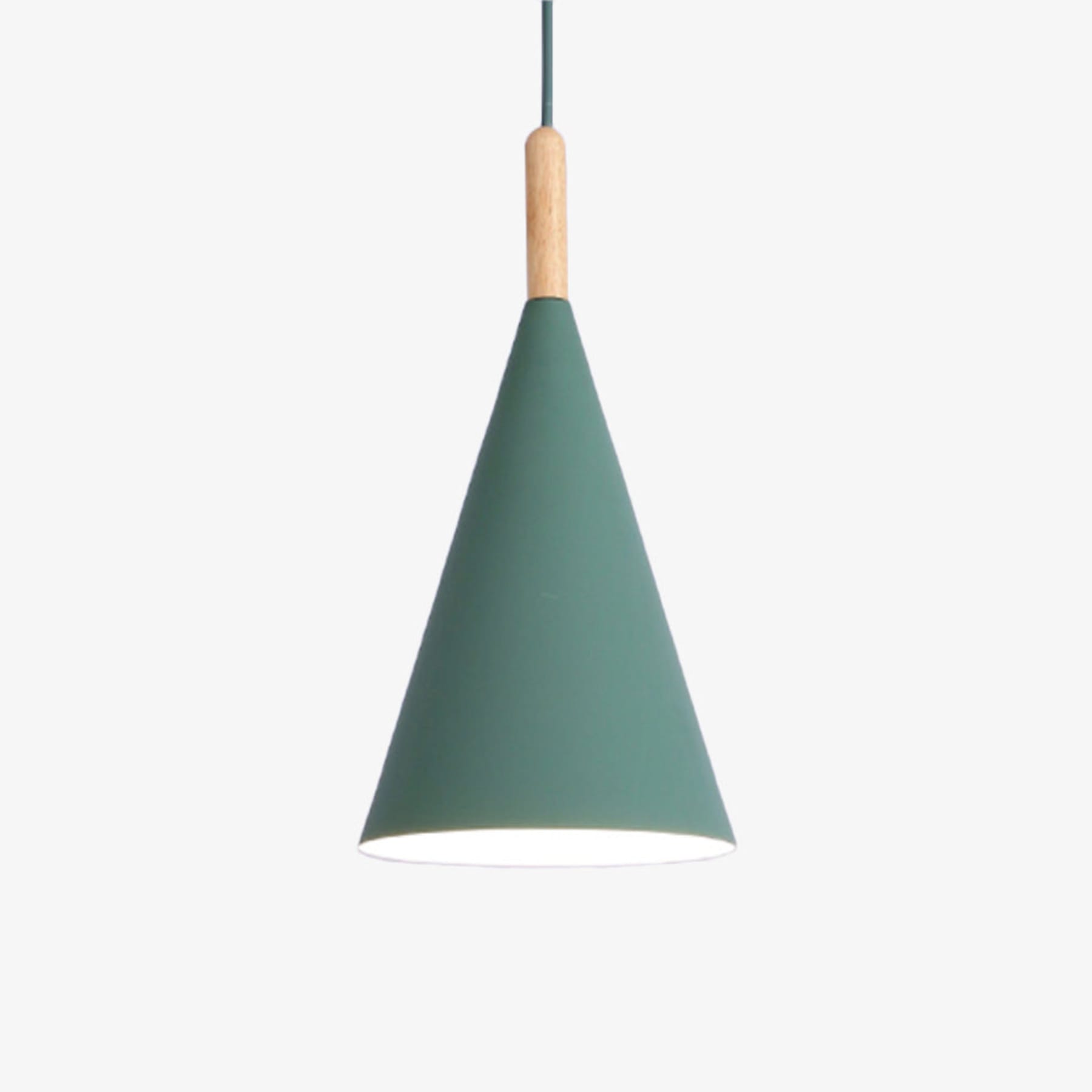 Scandinavian Wood And Aluminum Pendant Light With Three-Color Light For Dining Room in Green — Greenwich Home & Living
