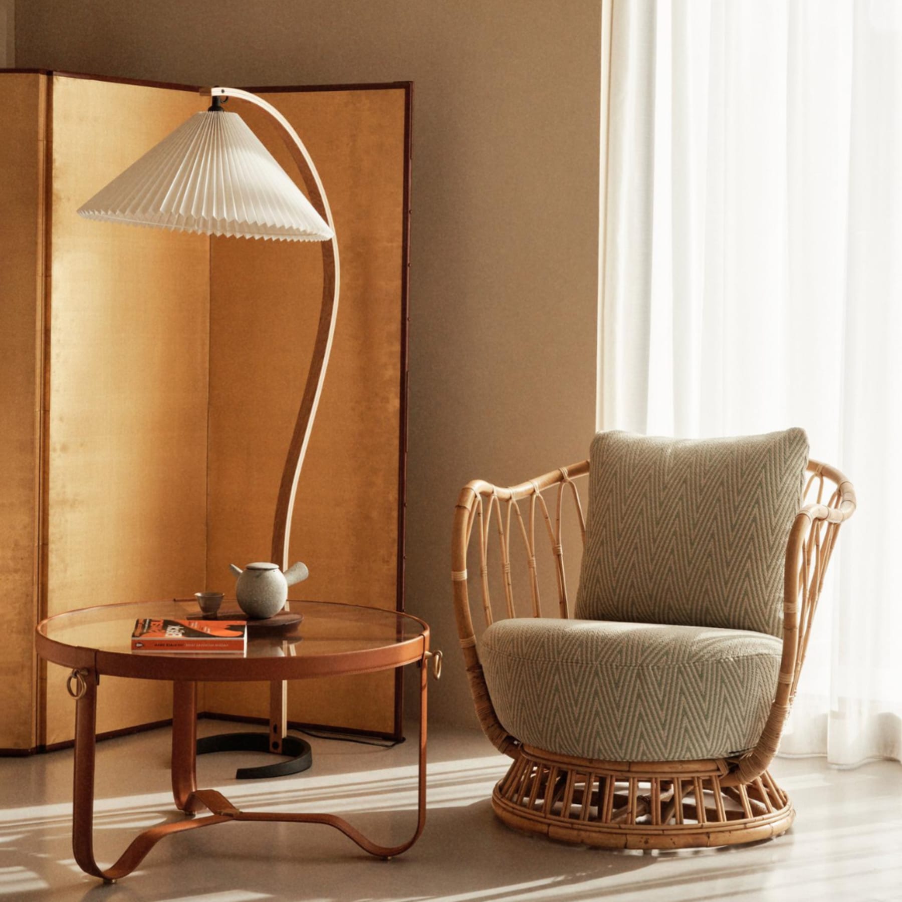 Scandinavian Wood Floor Lamp With Fabric Shade for Living Room — Greenwich Home & Living