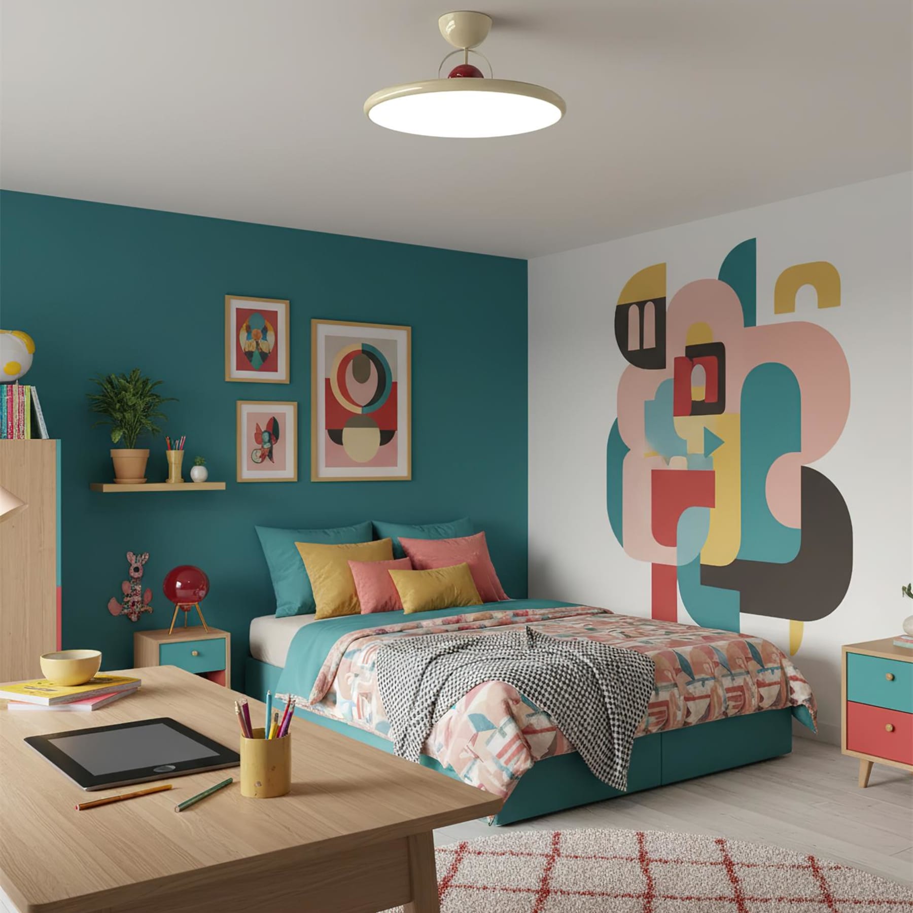 Retro Iron and Acrylic Semi-Flush Ceiling Light With Dimmable Color — Greenwich Home & Living