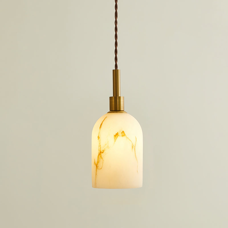 Modern Marble Pendant Light With Warm LED Glow in White — Greenwich Home & Living