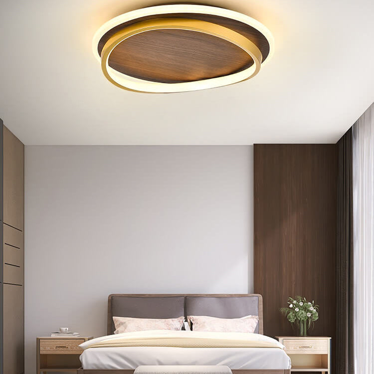 Modern Wood Flush Mount Ceiling Light With Remote Dimming — Greenwich Home & Living