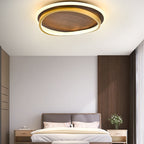 Modern Wood Flush Mount Ceiling Light With Remote Dimming — Greenwich Home & Living