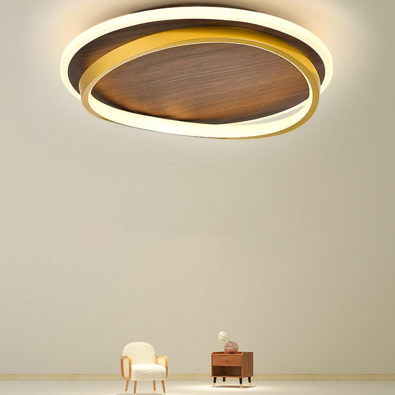 Modern Wood Flush Mount Ceiling Light With Remote Dimming — Greenwich Home & Living