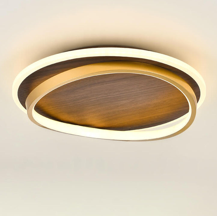 Modern Wood Flush Mount Ceiling Light With Remote Dimming — Greenwich Home & Living