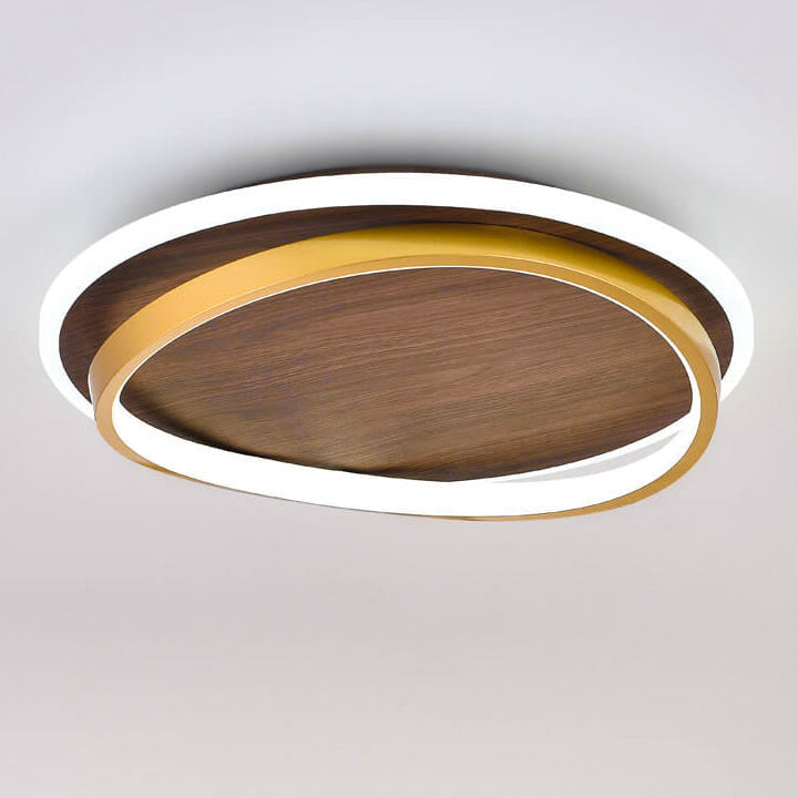 Modern Wood Flush Mount Ceiling Light With Remote Dimming — Greenwich Home & Living