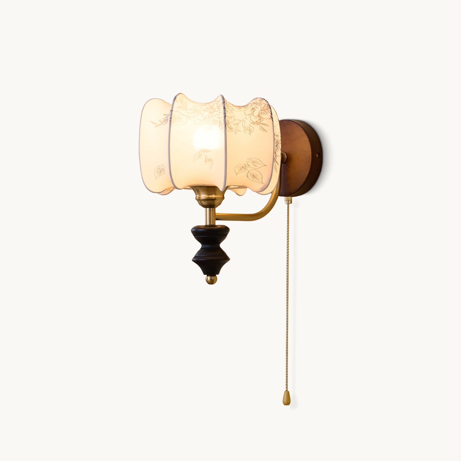 Retro Wood and Fabric Wall Sconce With Warm LED Glow — Greenwich Home & Living
