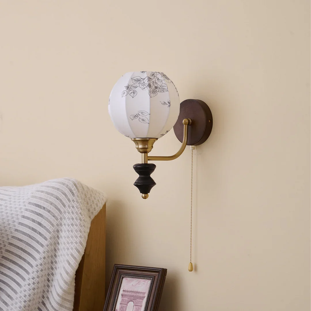 Retro Wood and Fabric Wall Sconce With Warm LED Glow — Greenwich Home & Living