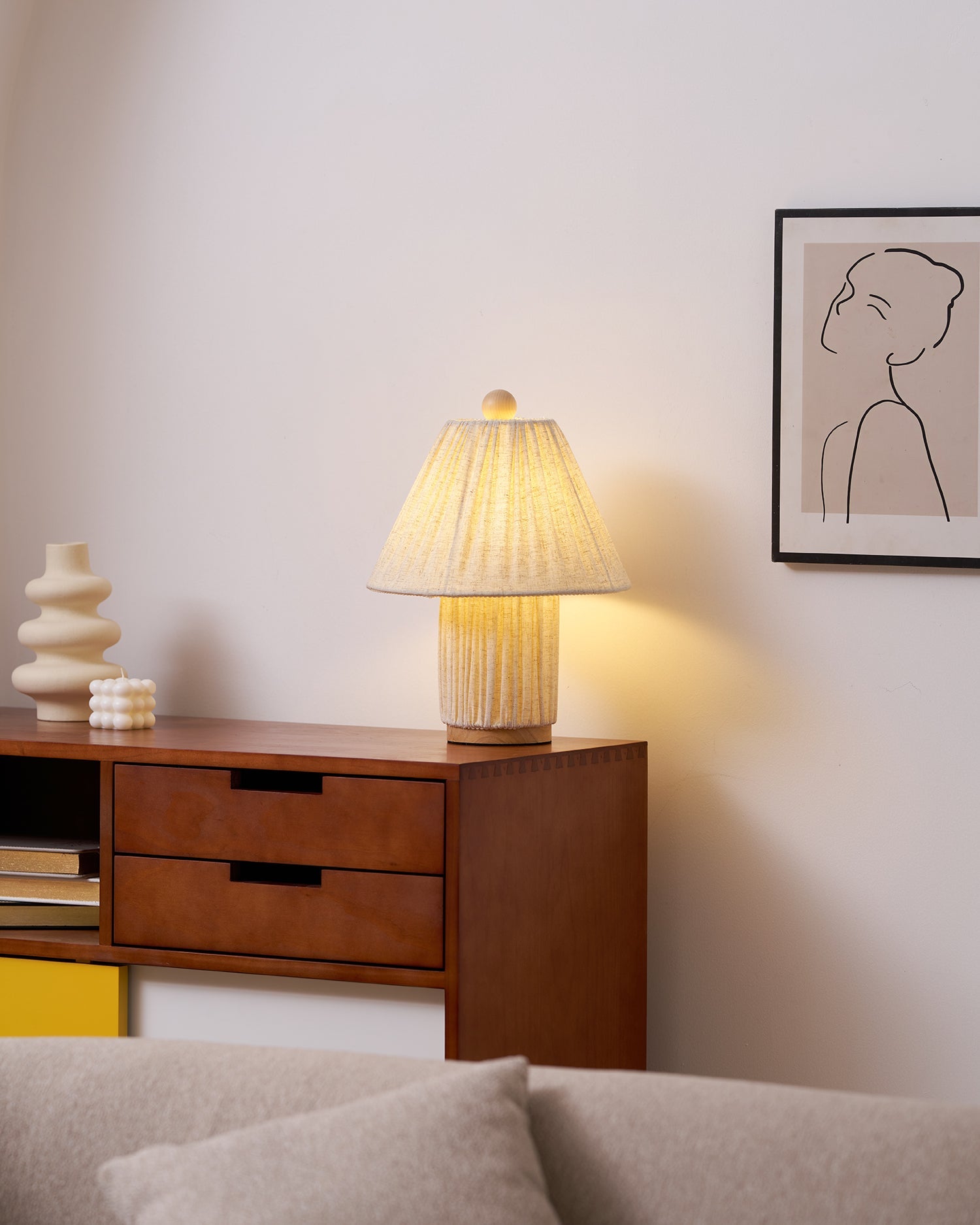 Modern Fabric Table Lamp With Warm White Glow — Greenwich Home & Living