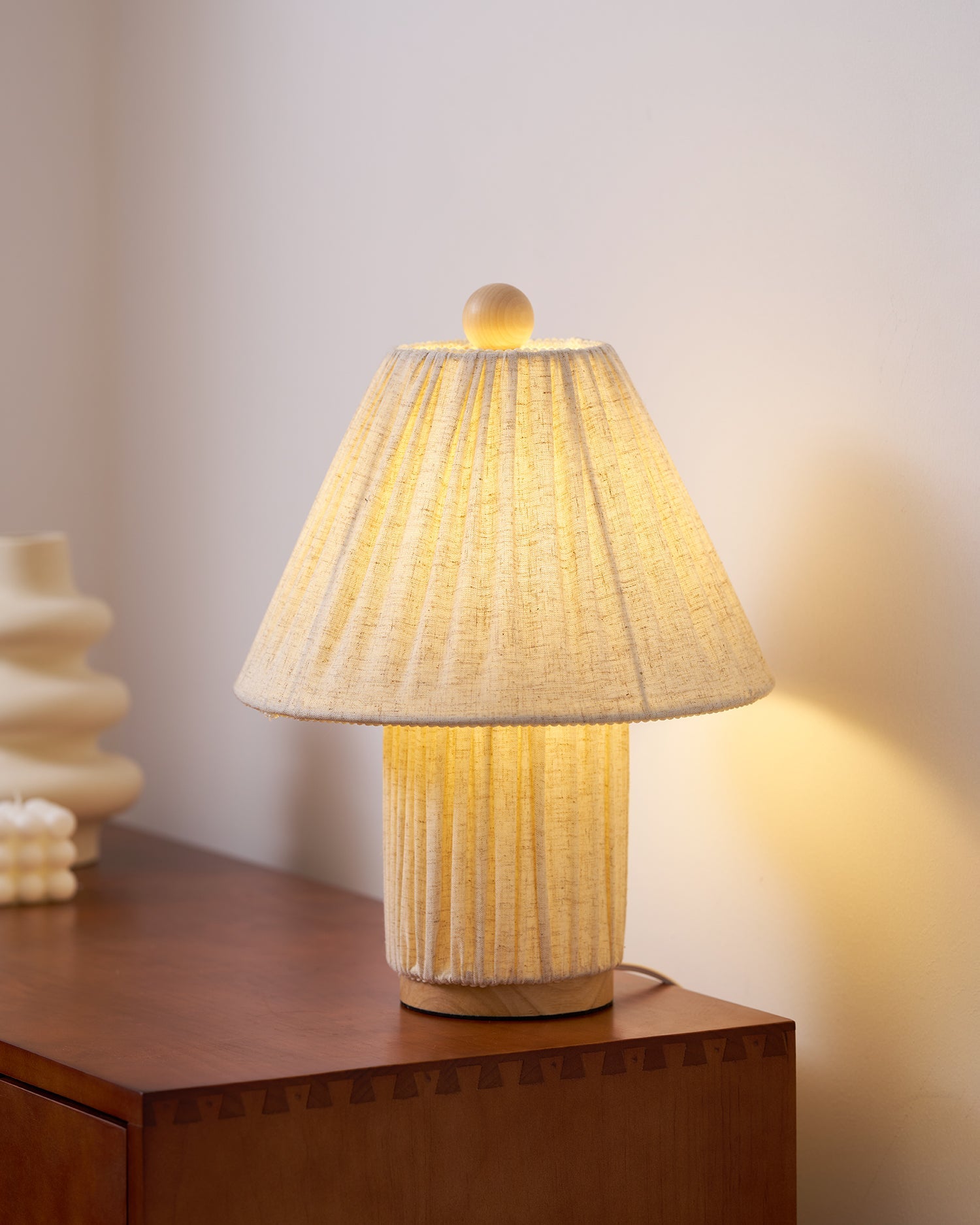 Modern Fabric Table Lamp With Warm White Glow — Greenwich Home & Living