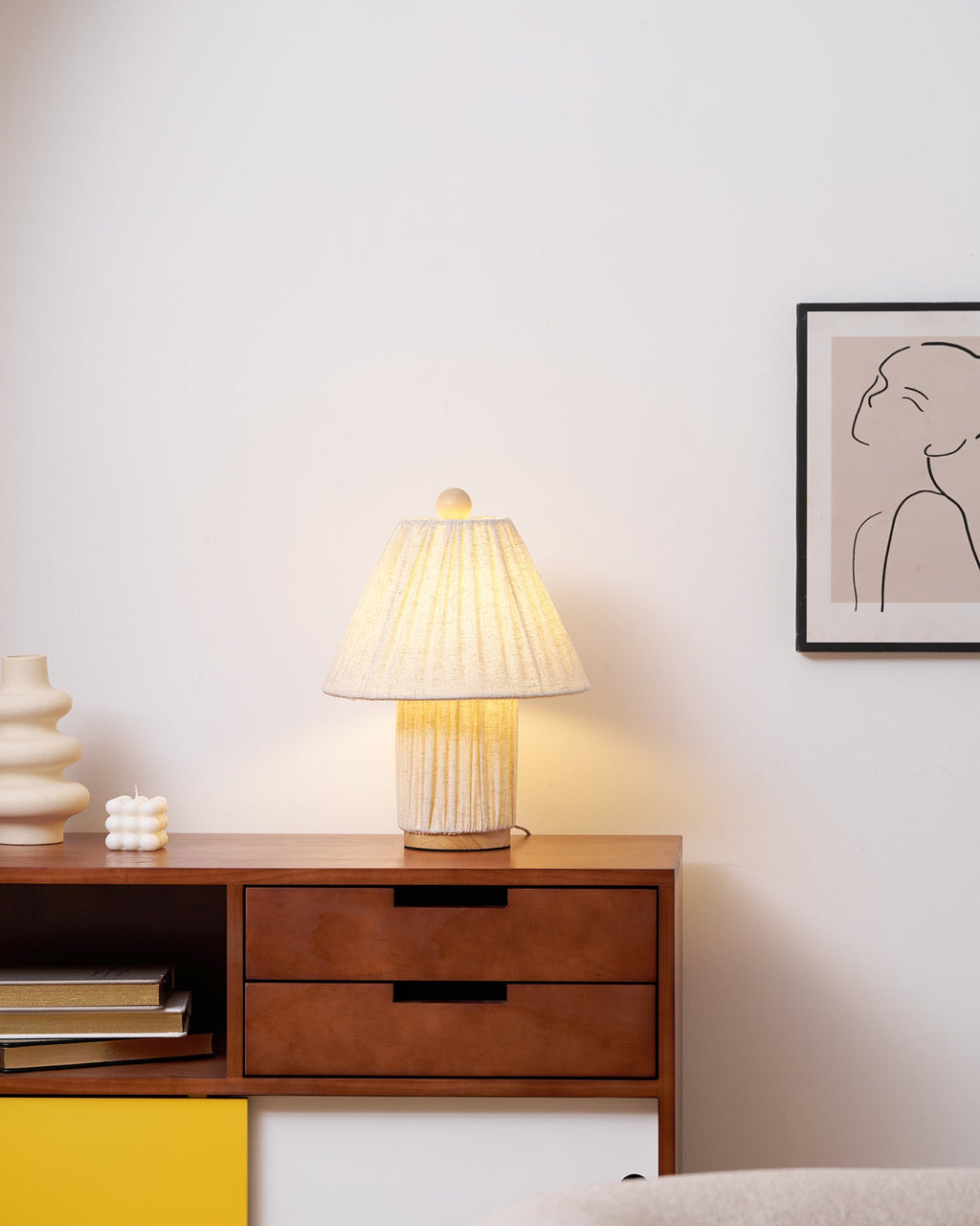 Modern Fabric Table Lamp With Warm White Glow — Greenwich Home & Living