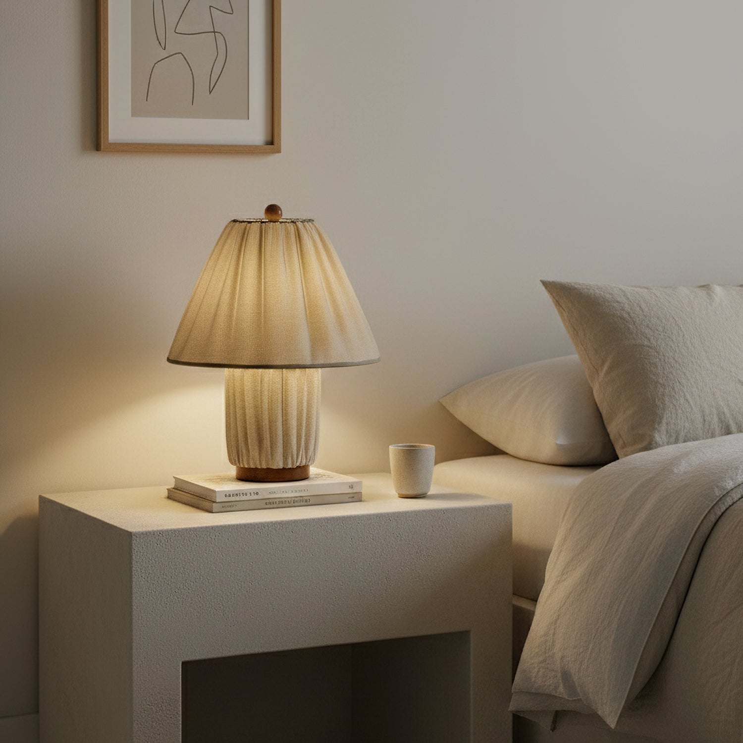 Modern Fabric Table Lamp With Warm White Glow — Greenwich Home & Living