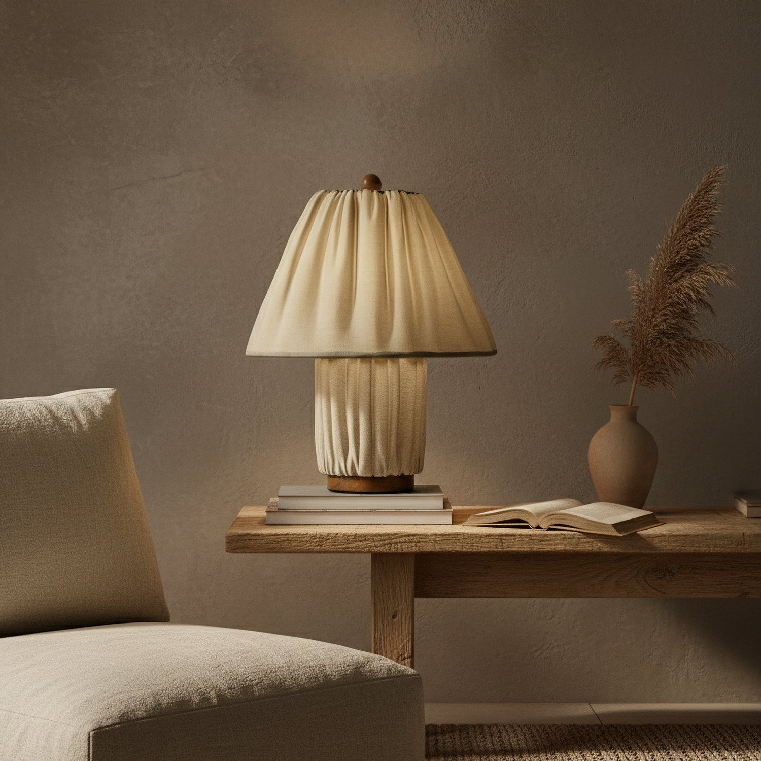 Modern Fabric Table Lamp With Warm White Glow — Greenwich Home & Living