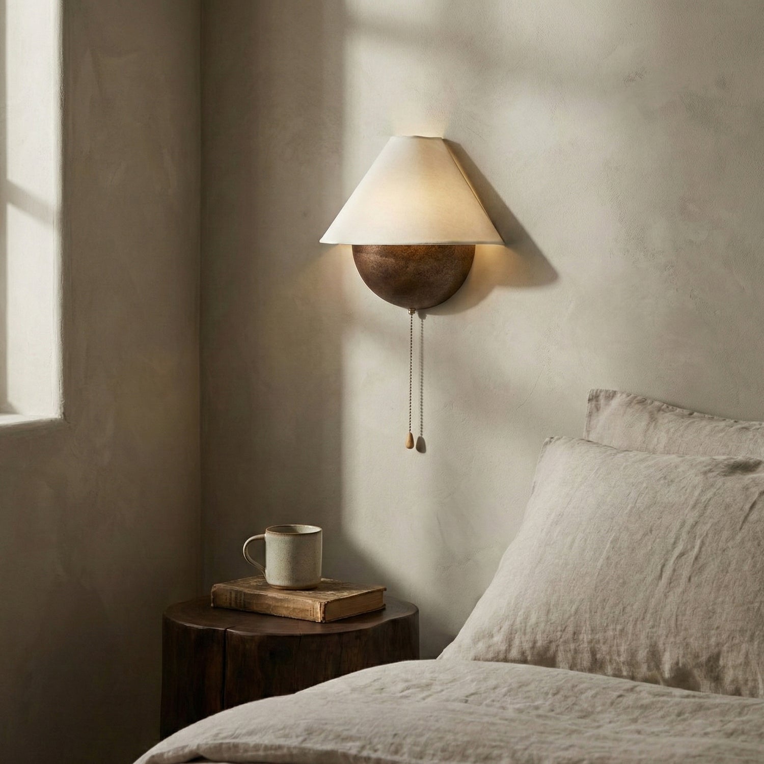 Transitional Travertine Wall Sconce With Warm Dimmable Glow — Greenwich Home & Living