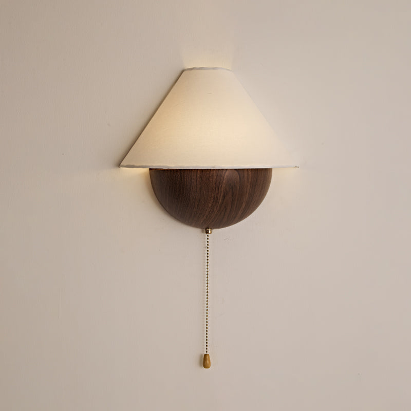 Transitional Travertine Wall Sconce With Warm Dimmable Glow in Walnut Wood Grain — Greenwich Home & Living