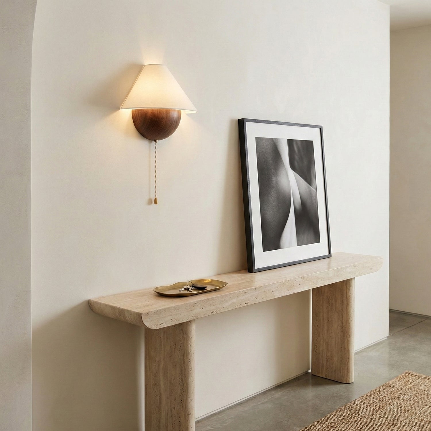 Transitional Travertine Wall Sconce With Warm Dimmable Glow — Greenwich Home & Living