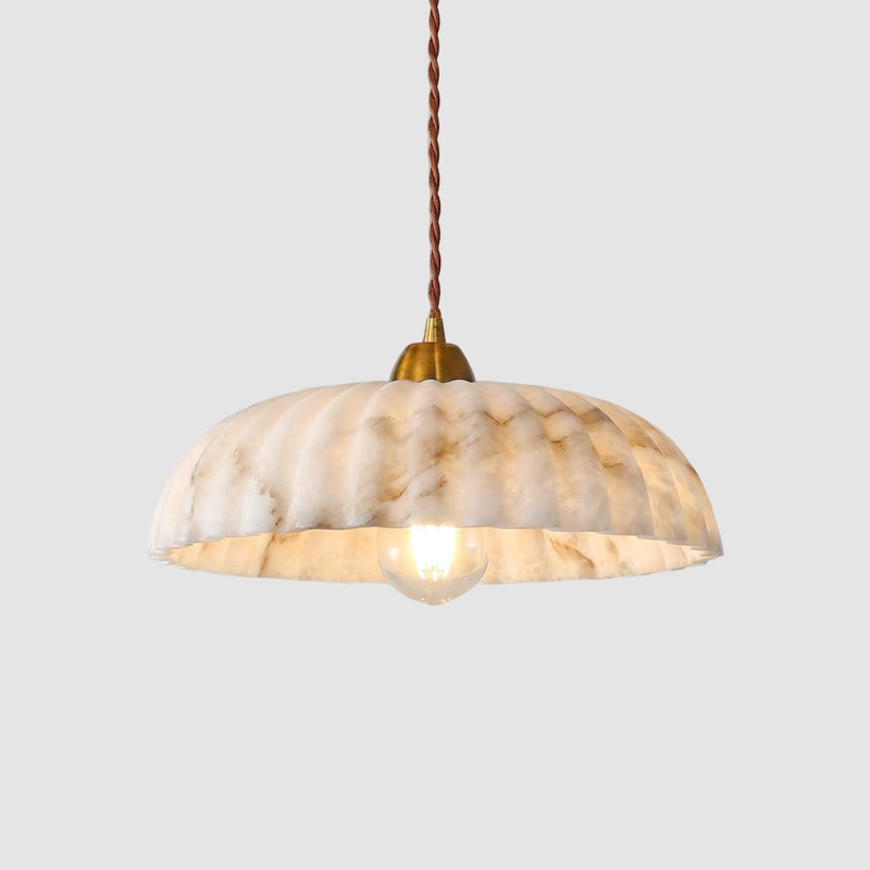 Modern Marble Pendant Light With Warm LED Glow in White Alabaster — Greenwich Home & Living