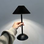 Modern Metal Cordless Table Lamp With Stepless Dimming in Black Shade + Black Base — Greenwich Home & Living